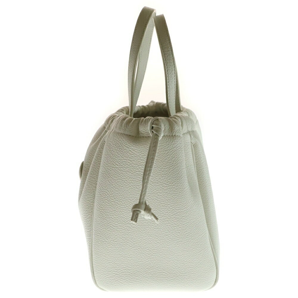 CELINE Cuir Triomphe Logo Cabas Drawstring Leather Hand Shoulder Bag White - Picture 3 of 6